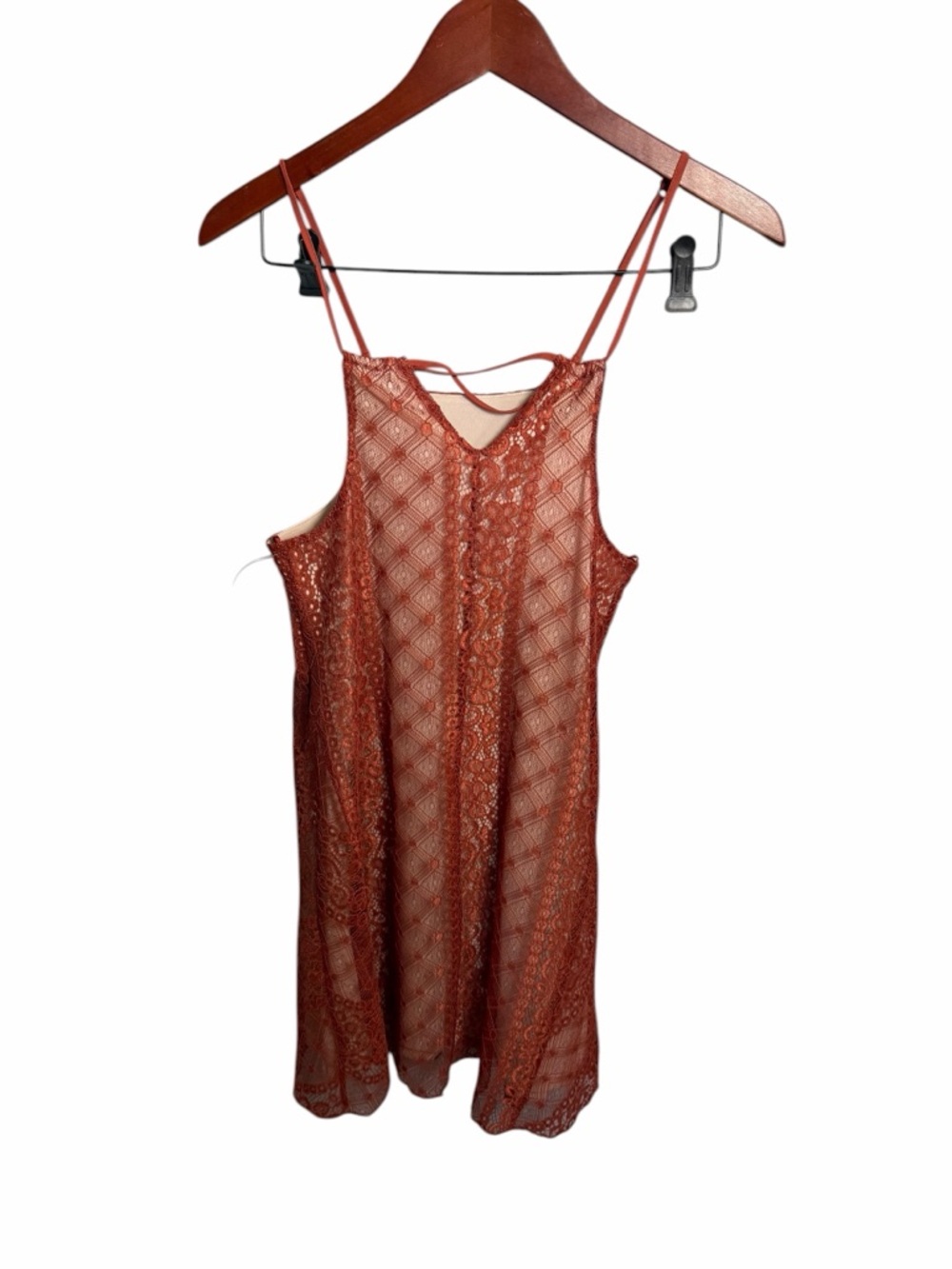 Francesca's Blush and Rust Crochet Slip Dress - Picture 3 of 9